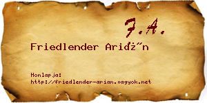 Friedlender Arián névjegykártya